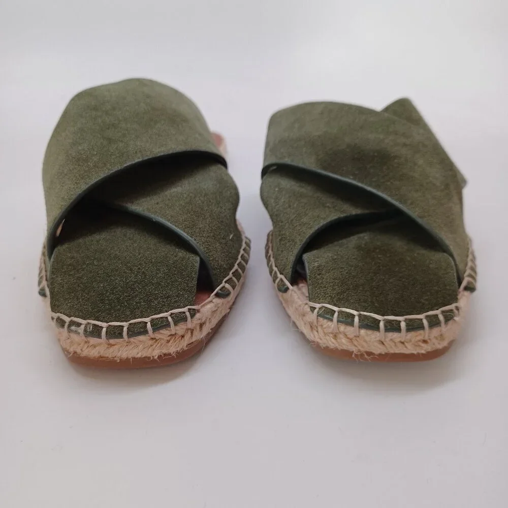 Aerosoles Shoes Womens US 7.5 Green Suede Slide Halley Espadrille‎ Slip On Flats